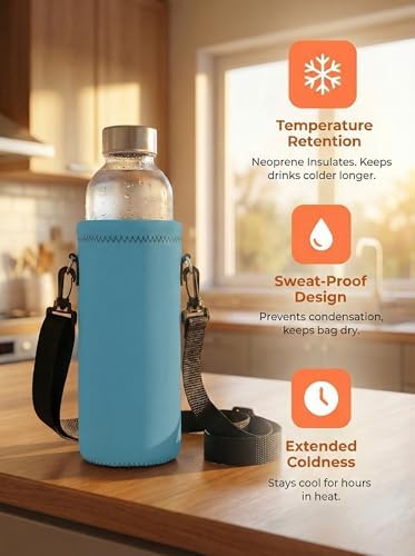 AUPET Water Bottle Bag Carrier, 24oz/32oz Insulated Neoprene bottle Sling - Image 6