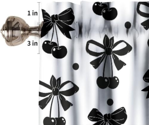 Black Bow Valance, Vintage Dark White Cherry Ribbon Bows Aesthetic Print - Image 3
