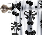 Black Bow Valance, Vintage Dark White Cherry Ribbon Bows Aesthetic Print - Image 3