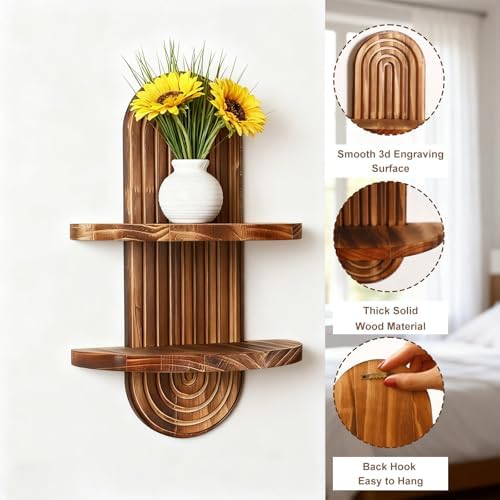 Artilady Boho Shelf Wall Decor, Wood Trinket Shelves - Image 4