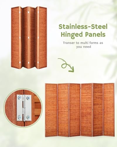 JOSTYLE Bamboo Room Divider, 6-Panel Folding Privacy Screen - Image 7