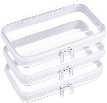 3-Pack Small Clear Hard Shell Zipper Pouches by WELPIRT