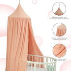 Cotton Kids Bed Canopy, Nursery Room Baby Crib Hanging Curtain Mosquito Net - Image 4
