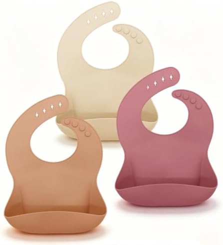 Set of 3 Silicone Bibs for Babies Toddler, Soft Adjustable Bibs for Baby Girl by Unknown