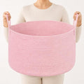 Extra Large Woven Throw Blanket Basket, 20 x 12 in, Blush Pink by SweetMemoLiving