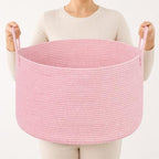 Extra Large Woven Throw Blanket Basket, 20 x 12 in, Blush Pink by SweetMemoLiving