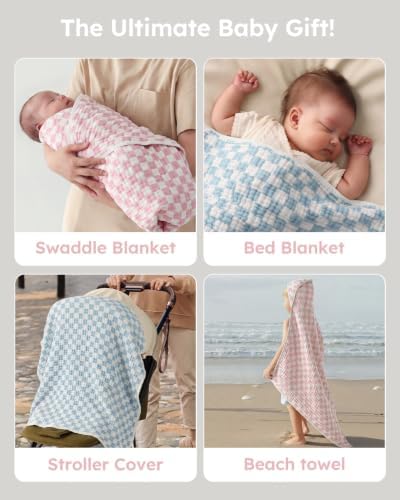 Yoofoss Hooded Baby Bath Towels 2 Pack 100% Muslin Organic Cotton - Image 5