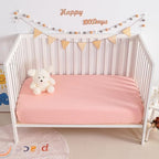 NTBAY Crib Muslin Fitted Sheets, 2 Pack, 28 x 52, Coral Pink - Image 5