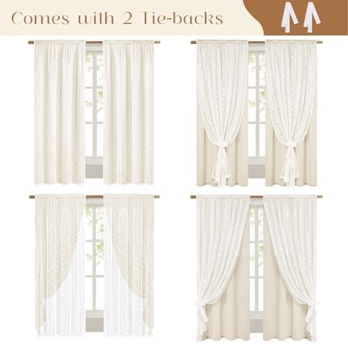 ASPMIZ Linen Curtains for Bedroom, Double Layered Boho Curtain for Living Room - Image 3