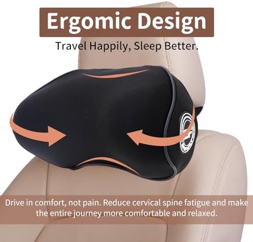2 Pack - Car Headrest Pillow for Neck Support, 100% Memory Foam Car Pillow - Image 5