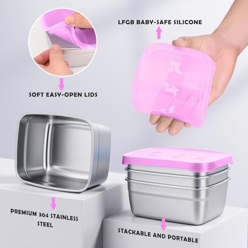 Tanjiae 3-Pack Stainless Steel Snack Containers - Image 3