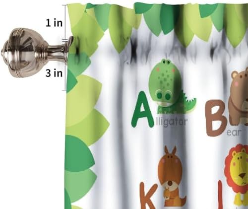 ABC Alphabet Curtains Valance, Cartoon Colorful Animals School Education - Image 3