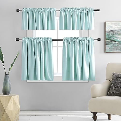 DONREN 2 Panels Room Darkening Aqua Valances - Image 6