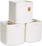 NaturalCozy Storage Cubes 11 Inch Cotton Rope Woven Baskets by NaturalCozy