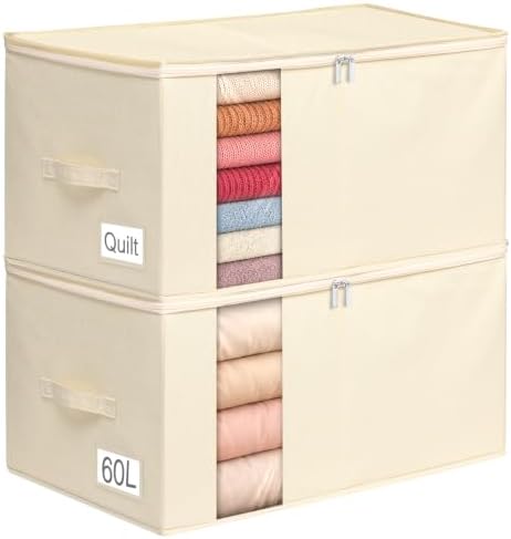 60L Rigid-Sided Blanket Storage Bags, 2 Pack by Boailydi