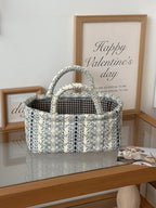 Small Storage Basket Organizer, Mini Fabric Floral Storage Baskets by Ankick