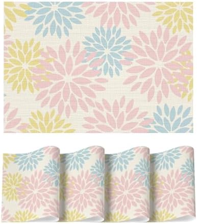 Artoid Mode Floral Vinyl Plastic Placemats Set of 4, 12x18 Inch Washable by ArtoidMode