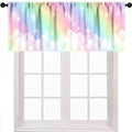 School Rainbow Curtains Valance, Boho Pastel Cartoon Cute Colorful Sky Clouds by Unknown