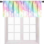 School Rainbow Curtains Valance, Boho Pastel Cartoon Cute Colorful Sky Clouds by Unknown