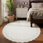 GarveeHome Large Round Rug 8ft Scalloped Washable Circle Living Room Rug - Image 2