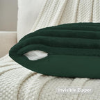 FUTEI Pack of 2 Faux Fur Throw Pillow Covers 16x16 Inch, Dark Green - Image 3