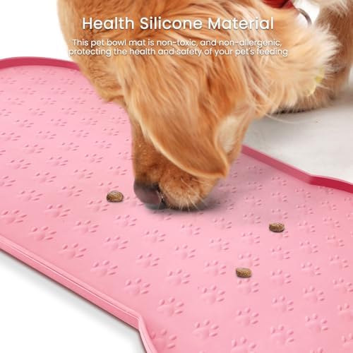 PWTAA Dog Food Mat Anti-Slip Silicone Dog Bowl Mat Thicker Pet Placemat - Image 6