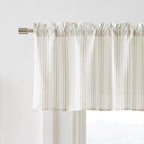 ZJDECOR Beige Striped Semi Sheer Kitchen Curtain Valances by ZJDECOR