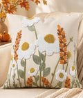 Embroidered Throw Pillow Cover, 18x18 Inch, Fall Wildflower by Kokaaee
