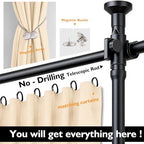 Room Divider Curtain Set-No Drilling Curtain Rod Set, Retractable Room Divider - Image 3