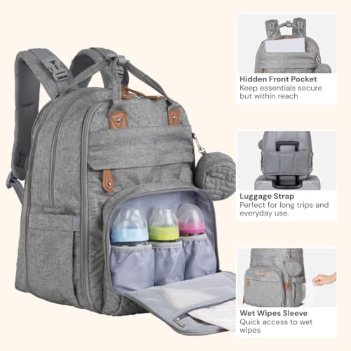 BabbleRoo Extra Large Diaper Bag Backpack, Expandable Baby Bag - Image 5