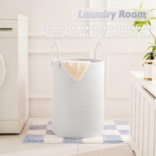 Artfeel Laundry Basket, Woven Cotton Rope Laundry Hamper, 80L - Image 5
