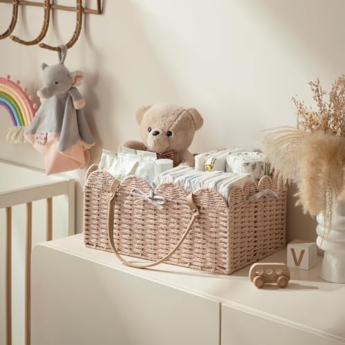HBlife Baby Diaper Caddy, Paper Rope Storage Baskets Nursery Bin - Image 3