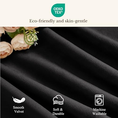 StangH Halloween Decor Black Velvet Window Valance, 52x18 Inch, 4-Panel Set - Image 7