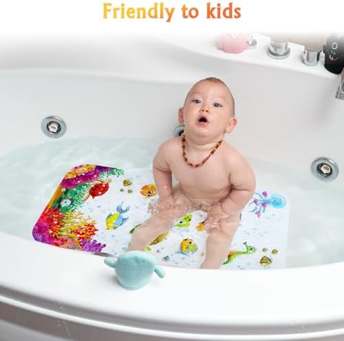 Secopad Bathtub Mat Non Slip, Cartoon Bath Tub Mat, 27.5" x 15" - Image 2
