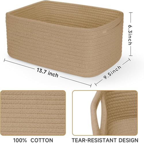 3 Pack Storage Baskets for Organizing, 13.7×9.5×6.3" - Image 3