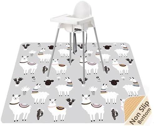 Splat Mat for Under High Chair, Waterproof Washable High Chair Floor Mat by WOMUMON