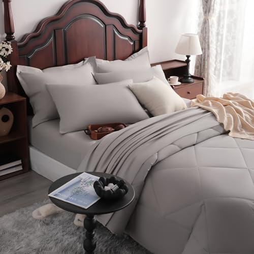 NTBAY Queen Microfiber Bed in a Bag, Comforter Set 7 Piece, Smoke Grey - Image 6
