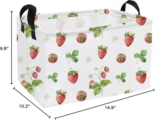 Essme Rectangular Kids Baskets, Strawberry Storage Box, Cute Basket - Image 2