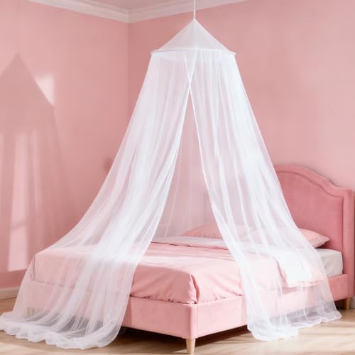 White Bed Canopy for Girls, Round Canopy from Ceiling - Image 6