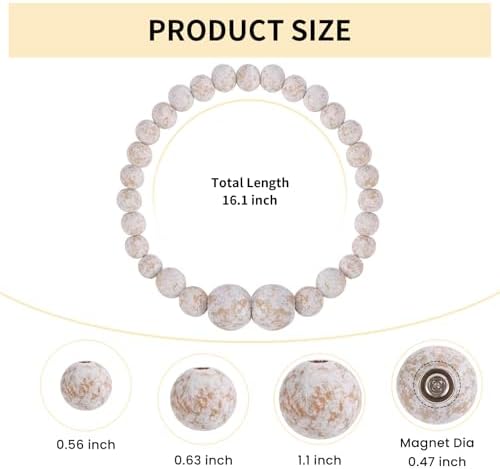 KLOGTSIND Magnetic Curtain Tiebacks, 2 Pack Wood Bead Curtain Holdbacks - Image 3