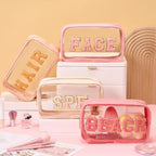 4 Pcs Beach Toiletry Bag Clear Chenille Letter Pouch Diaper Bag Organizer - Image 4