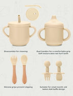 Silicone Baby Feeding Set 9 Pcs, Spill-Proof Suction Plate, Silicone spoon&forks - Image 7