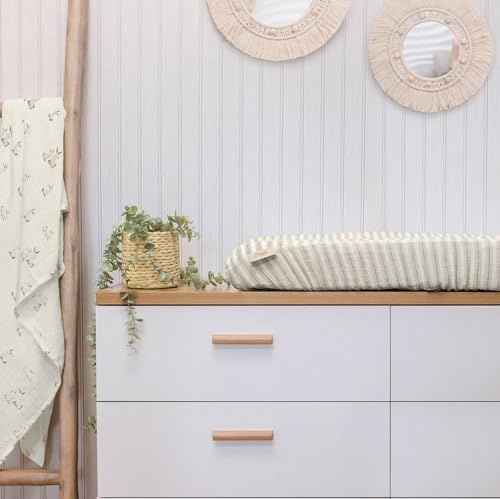 Crane Baby 100% Organic Cotton Change Pad Cover, Neutral Stripe Pattern - Image 6