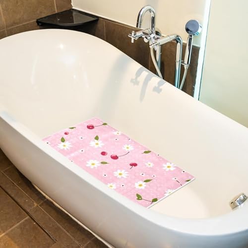 Shower Mat Non Slip, Daisies Cherry Anti Slip Bath Mat - Image 5