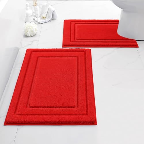 HOMEIDEAS Bathroom Rugs Sets 2 Piece, Super Soft and Absorbent Non Slip by HOMEIDEAS