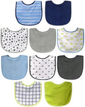 Neat Solutions 10 Pack Water Resistant Bib Set Blue/Grey Assorted, 0+ Months by Neat+Solutions