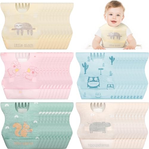 Shinymoon 100 Pcs Disposable Baby Bibs Individually Wrapped by Shinymoon