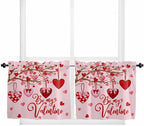 Vandarllin Pink Valentine's Day Kitchen Curtains and Valances Set, Be My - Image 5