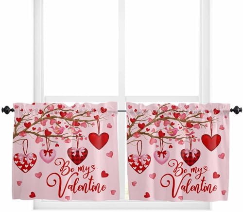Vandarllin Pink Valentine's Day Kitchen Curtains and Valances Set, Be My - Image 5