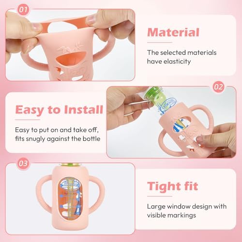 3 Pack Silicone Sleeves for Dr. Brown's Glass Baby Bottles, 4 oz - Image 5